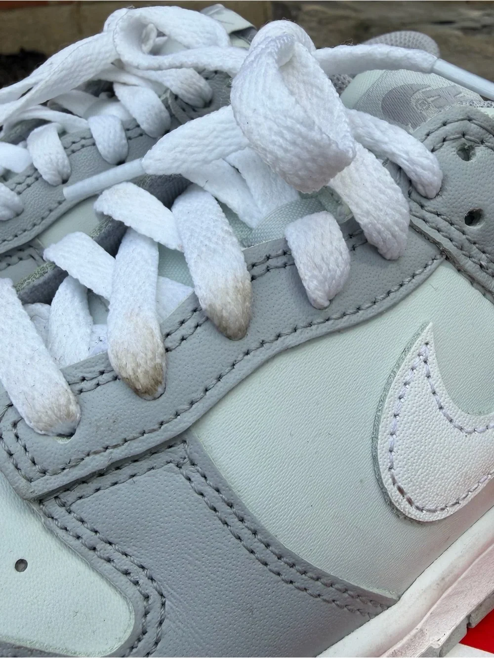 Nike Light Gray and White Low-Top Sneakers youth size 4, woman’s 6 - Picture 2 of 5